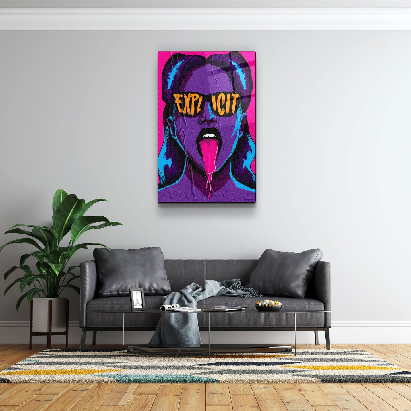 Explicit - Purple - Designer's Collection Glass Wall Art