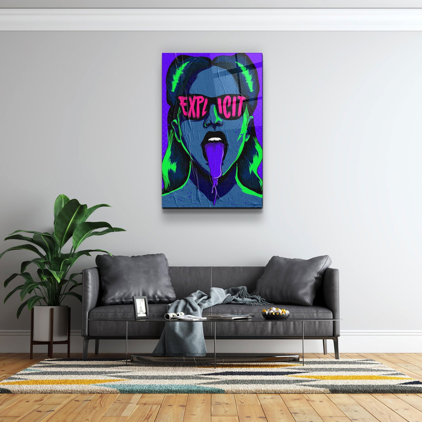 Explicit - Blue - Designer's Collection Glass Wall Art