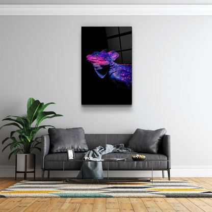 Iguana Blue Purple - Designer's Collection Glass Wall Art