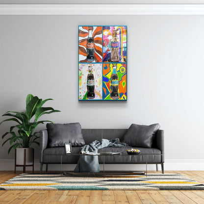 Retro Design Coke Bottles - Designer's Collection Glass Wall Art - Barlowa Store