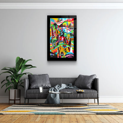 Statue of Liberty Pop Art - Designer's Collection Glass Wall Art