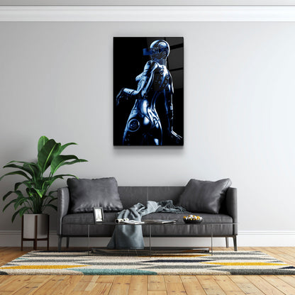 Robo Girl Metalic Blue - Designer's Collection Glass Wall Art