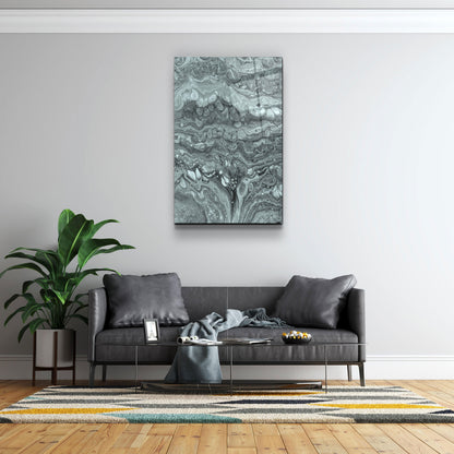 Abstract Black and White Ink Drops - Designer's Collection Glass Wall Art