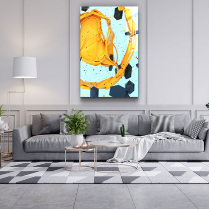 Abstract Yellow and Emerald - Designer's Collection Glass Wall Art