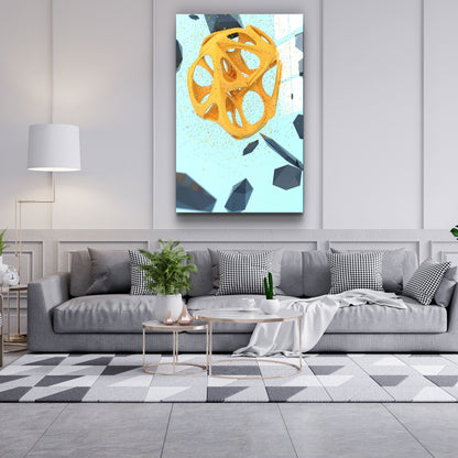 Abstract Yellow and Emerald V2 - Designer's Collection Glass Wall Art