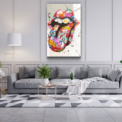 Tongue - Red - Designer's Collection Glass Wall Art