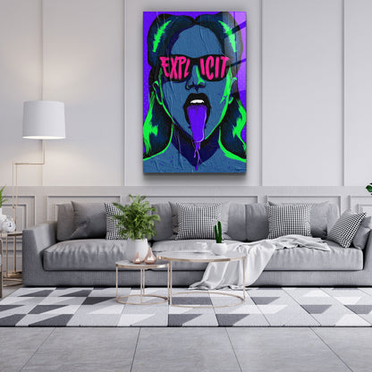 Explicit - Blue - Designer's Collection Glass Wall Art