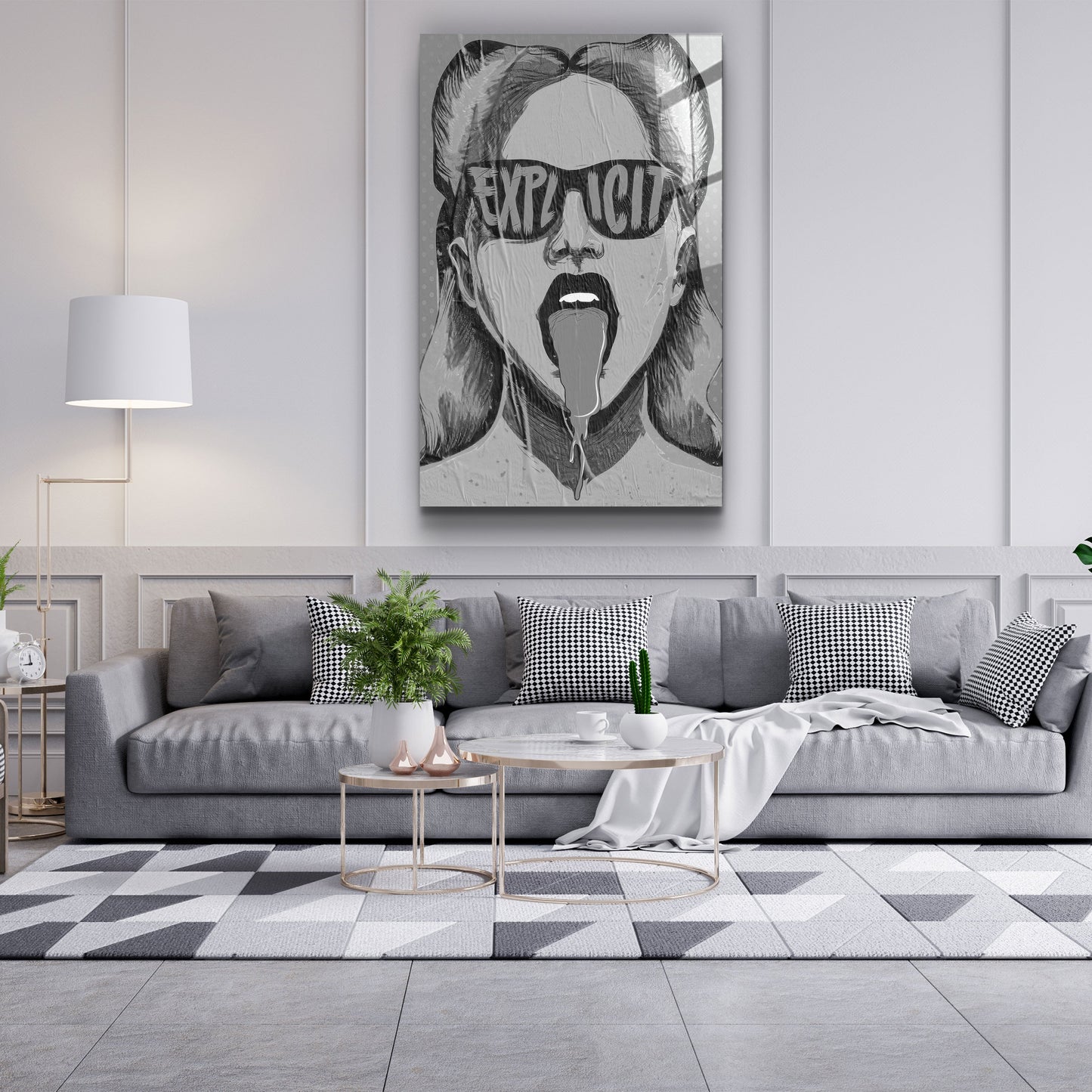 Explicit - Gray - Designer's Collection Glass Wall Art