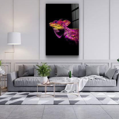 Iguana Magenta - Designer's Collection Glass Wall Art
