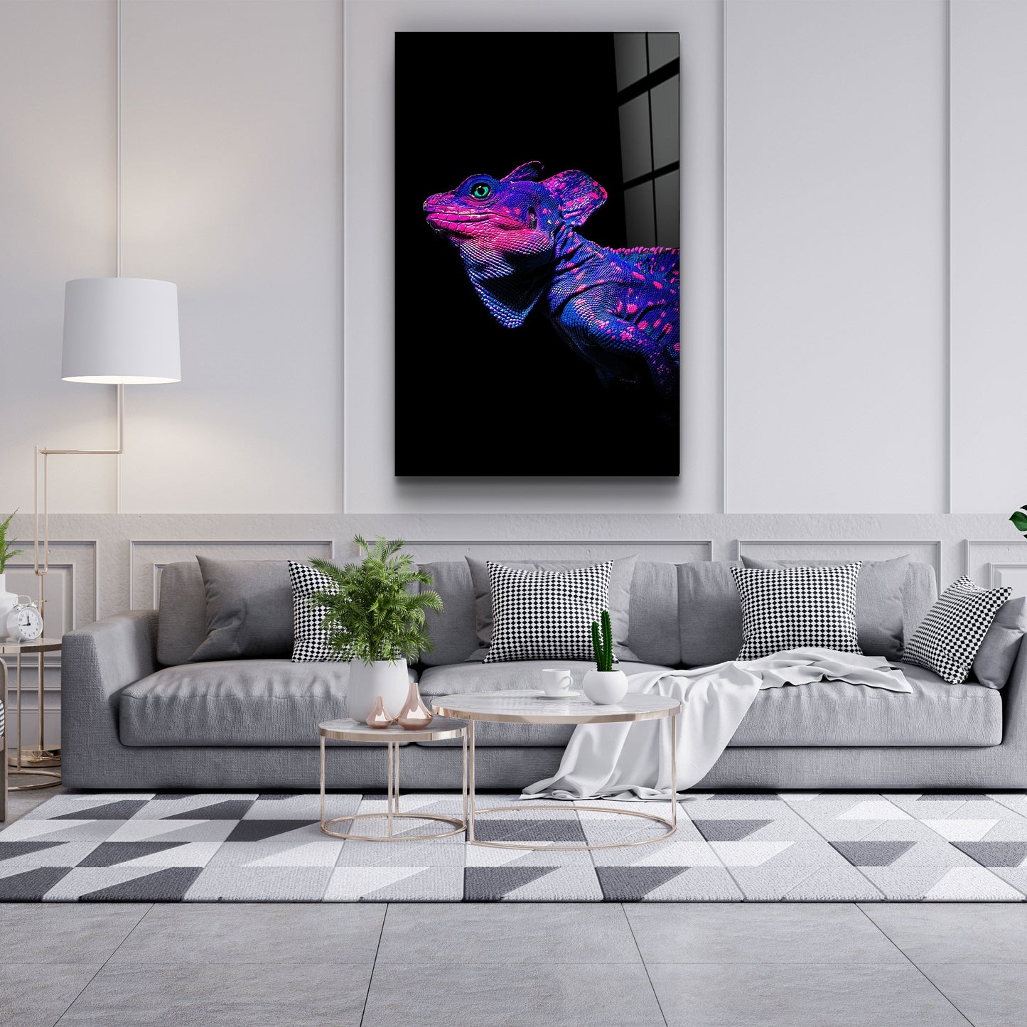 Iguana Blue Purple - Designer's Collection Glass Wall Art
