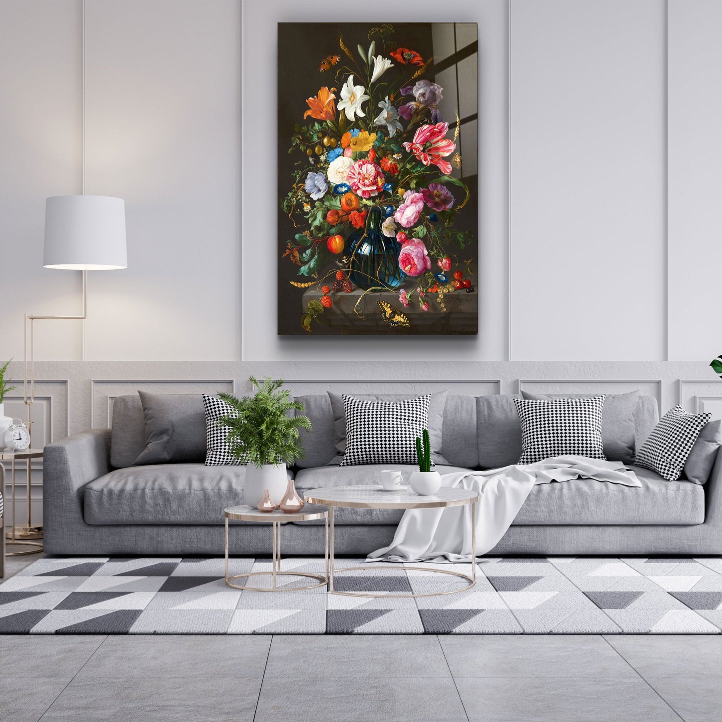 Retro Flowers - Designer's Collection Glass Wall Art