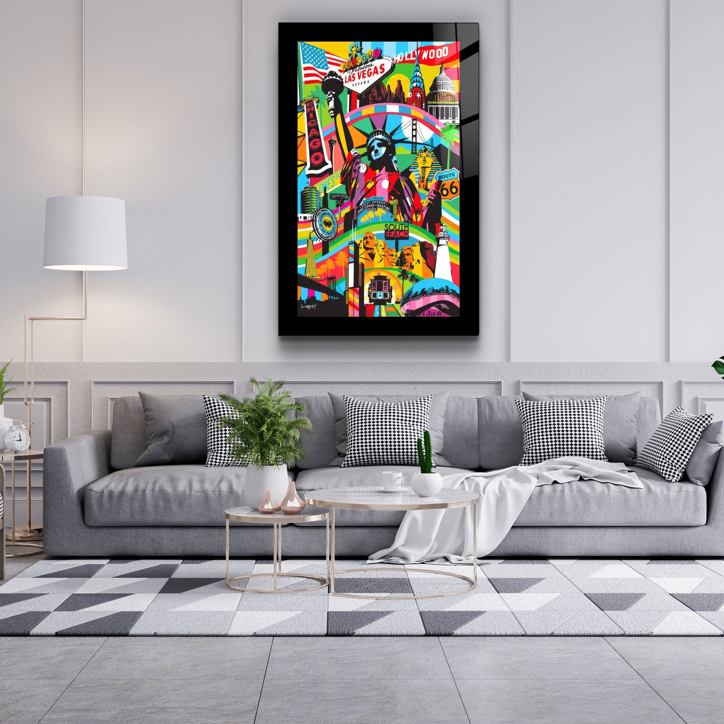 Statue of Liberty Pop Art - Designer's Collection Glass Wall Art