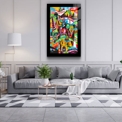 Statue of Liberty Pop Art - Designer's Collection Glass Wall Art