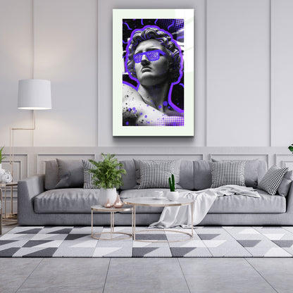 Statue Pop Art Purple - Designer's Collection Glass Wall Art
