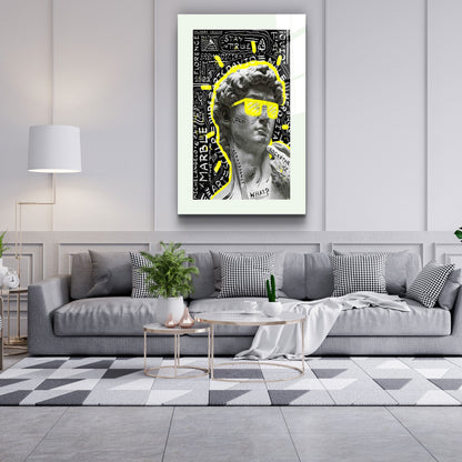 Statue Pop Art Yellow - Designer's Collection Glass Wall Art