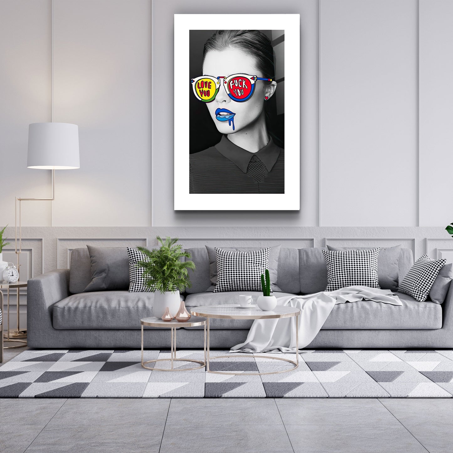 Love You F. You - Designer's Collection Glass Wall Art