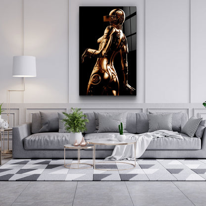 Robo Girl Gold - Designer's Collection Glass Wall Art - Barlowa Store
