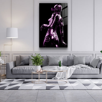 Robo Girl Metalic Purple - Designer's Collection Glass Wall Art - Barlowa Store