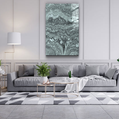 Abstract Black and White Ink Drops - Designer's Collection Glass Wall Art
