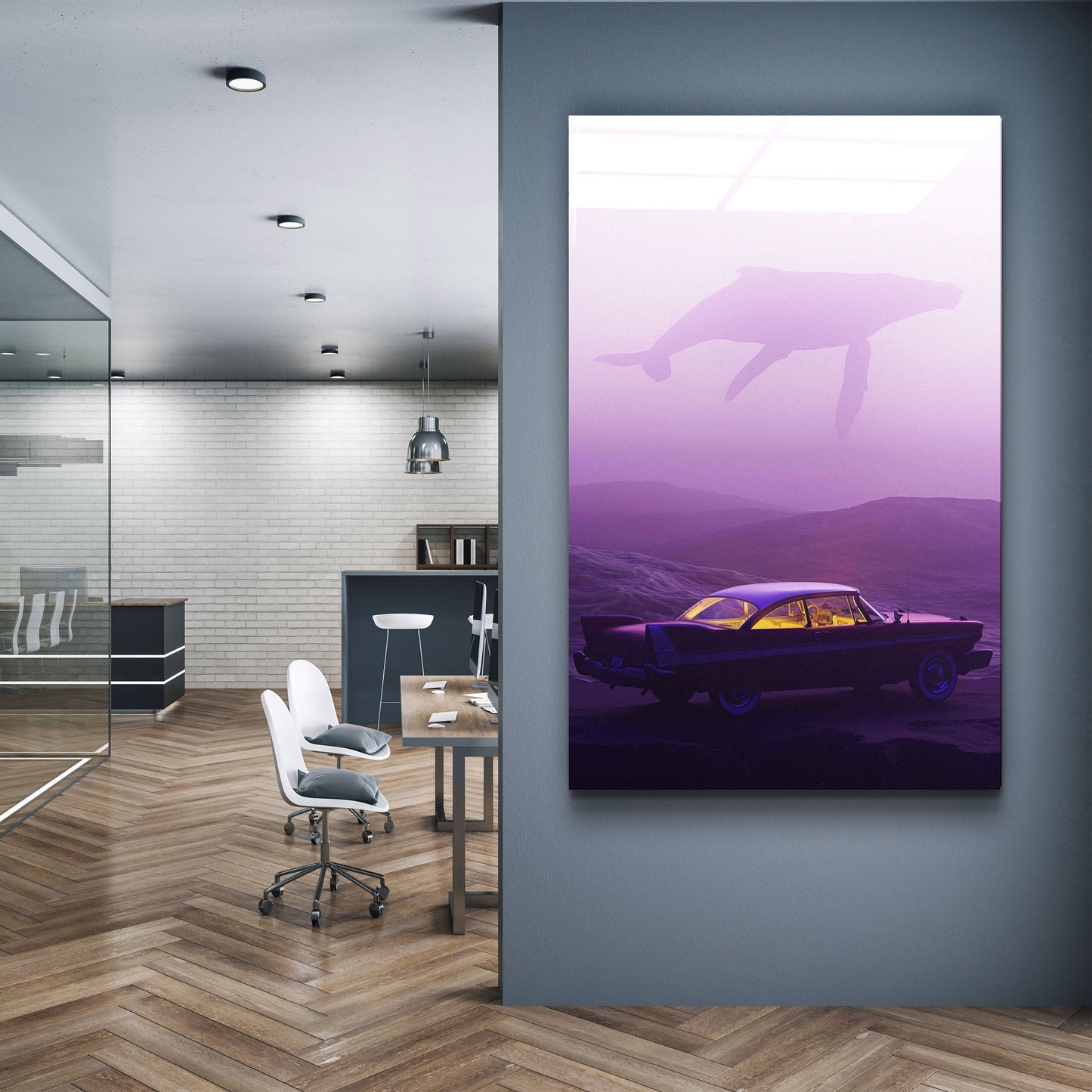 Flying Whale - Designer's Collection Glass Wall Art
