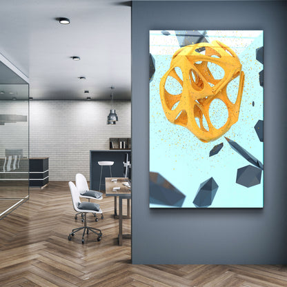 Abstract Yellow and Emerald V2 - Designer's Collection Glass Wall Art
