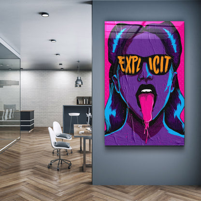 Explicit - Purple - Designer's Collection Glass Wall Art