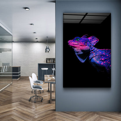 Iguana Blue Purple - Designer's Collection Glass Wall Art