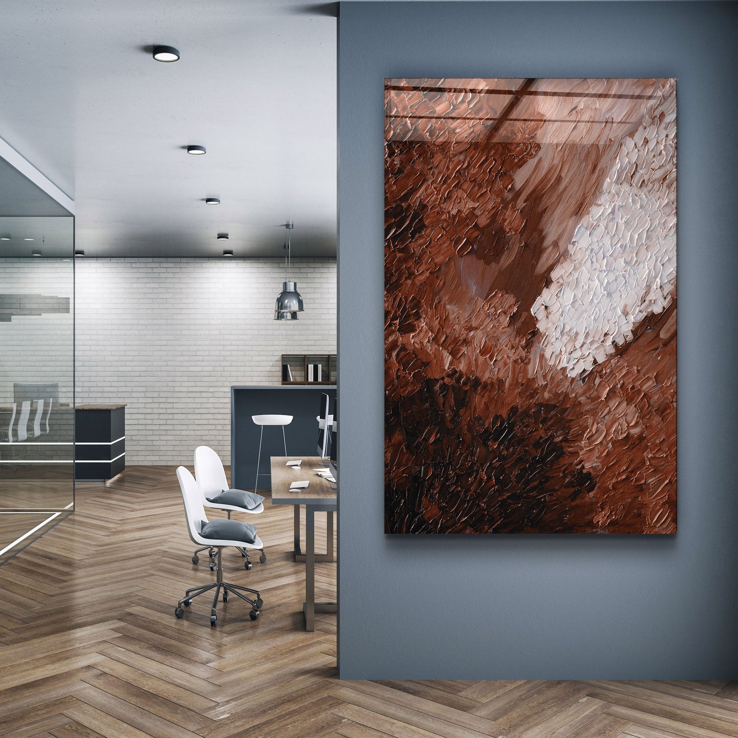 Brown Oil Painting - Designer's Collection Glass Wall Art