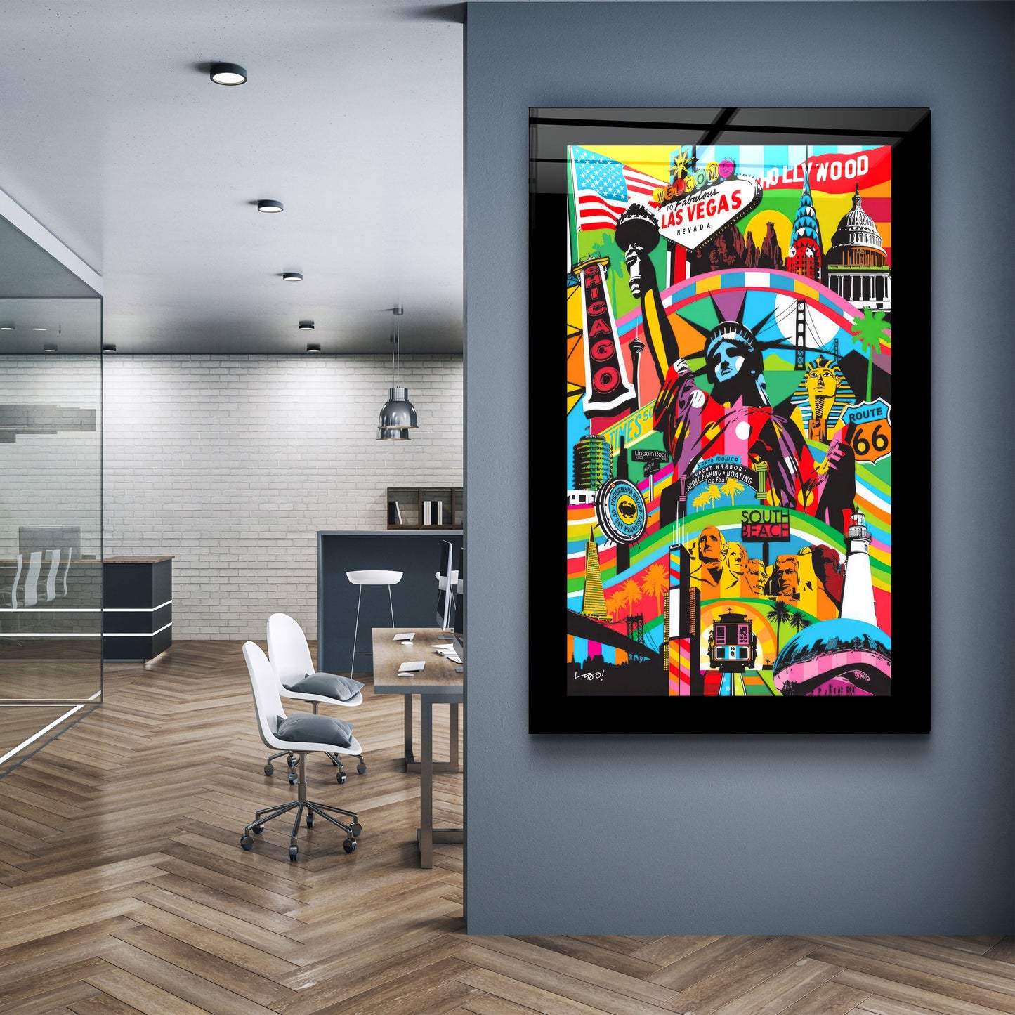 Statue of Liberty Pop Art - Designer's Collection Glass Wall Art