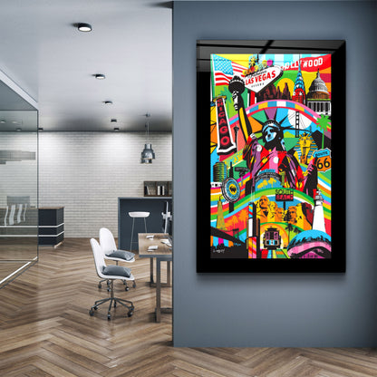 Statue of Liberty Pop Art - Designer's Collection Glass Wall Art