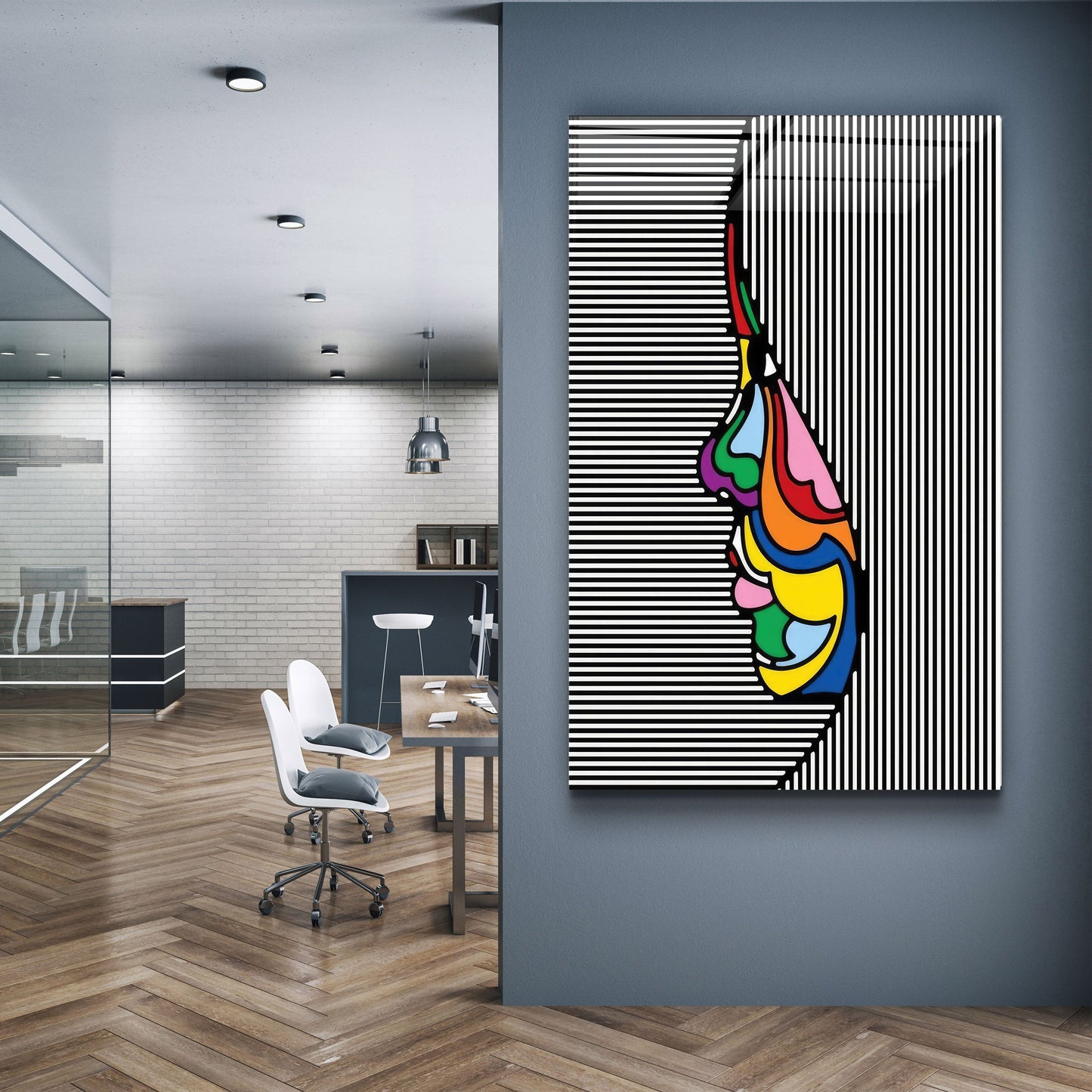 Lines and Face - Designer's Collection Glass Wall Art