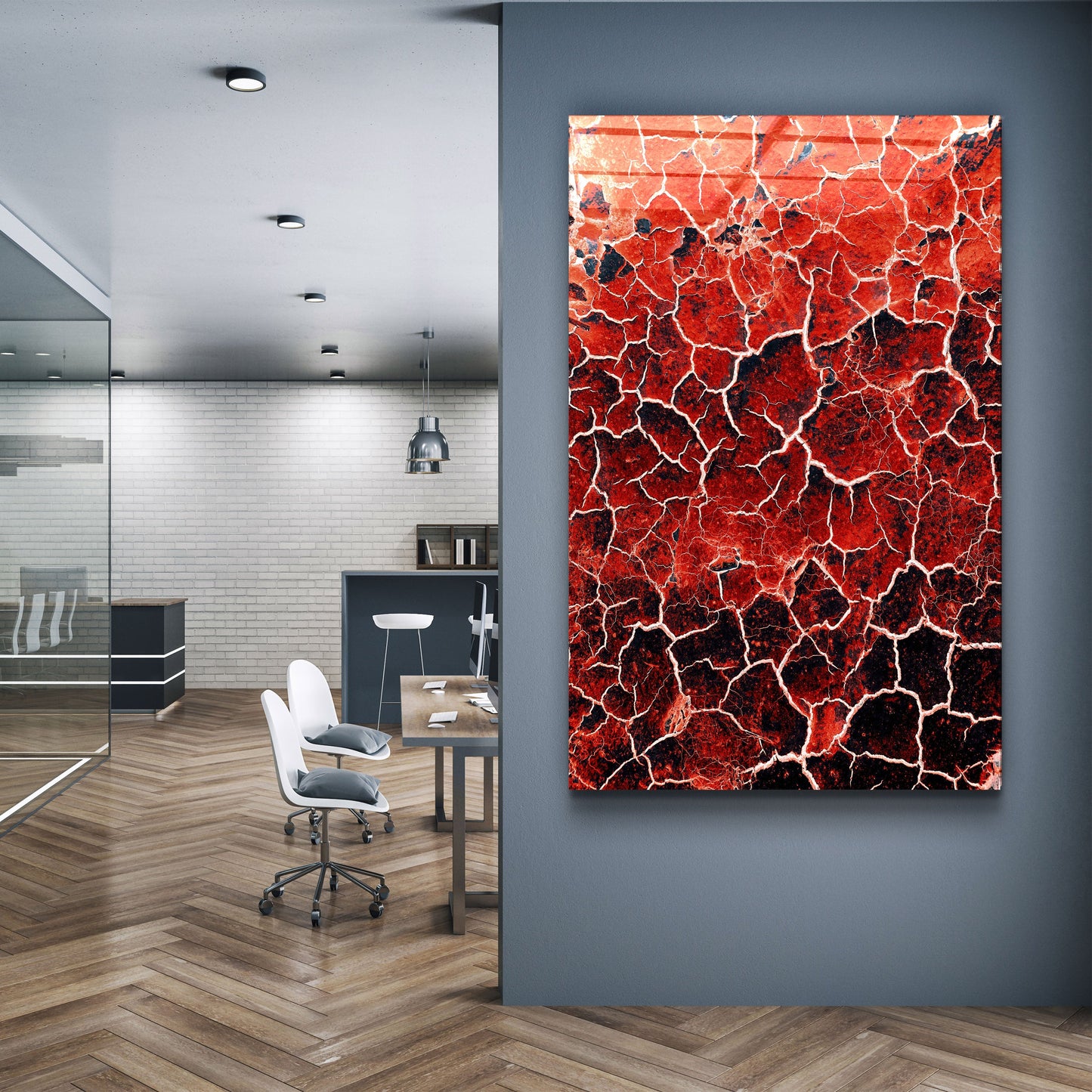 Red Crack - Designer's Collection Glass Wall Art