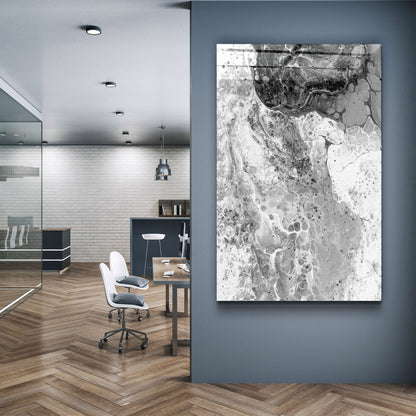 Abstract Black and White Ink Drops - Designer's Collection Glass Wall Art