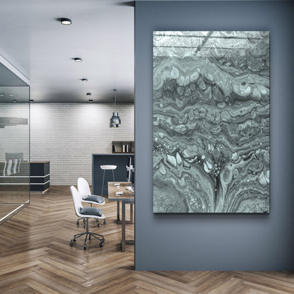 Abstract Black and White Ink Drops - Designer's Collection Glass Wall Art