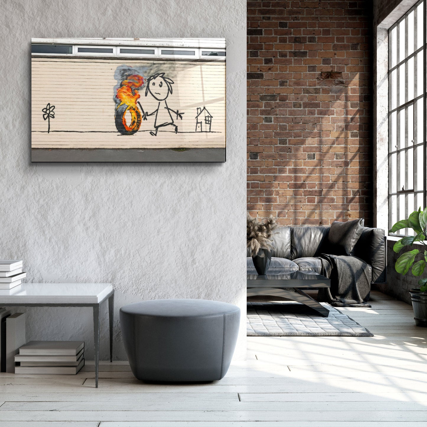 Banksy - Burning Toy - Designer's Collection Glass Wall Art