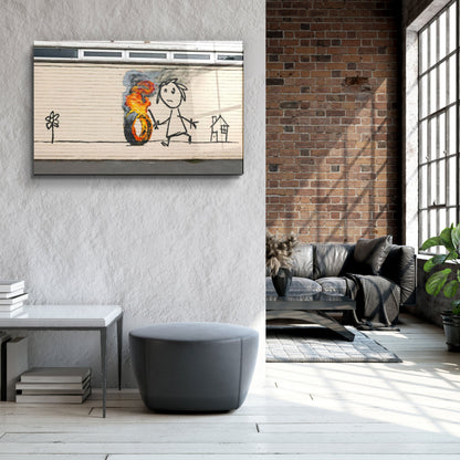 Banksy - Burning Toy - Designer's Collection Glass Wall Art