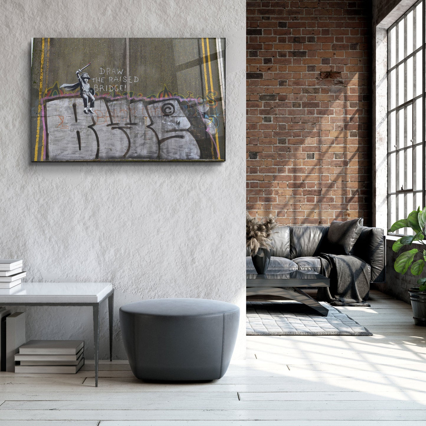 Banksy - Draw the Raised Bridge - Designer's Collection Glass Wall Art