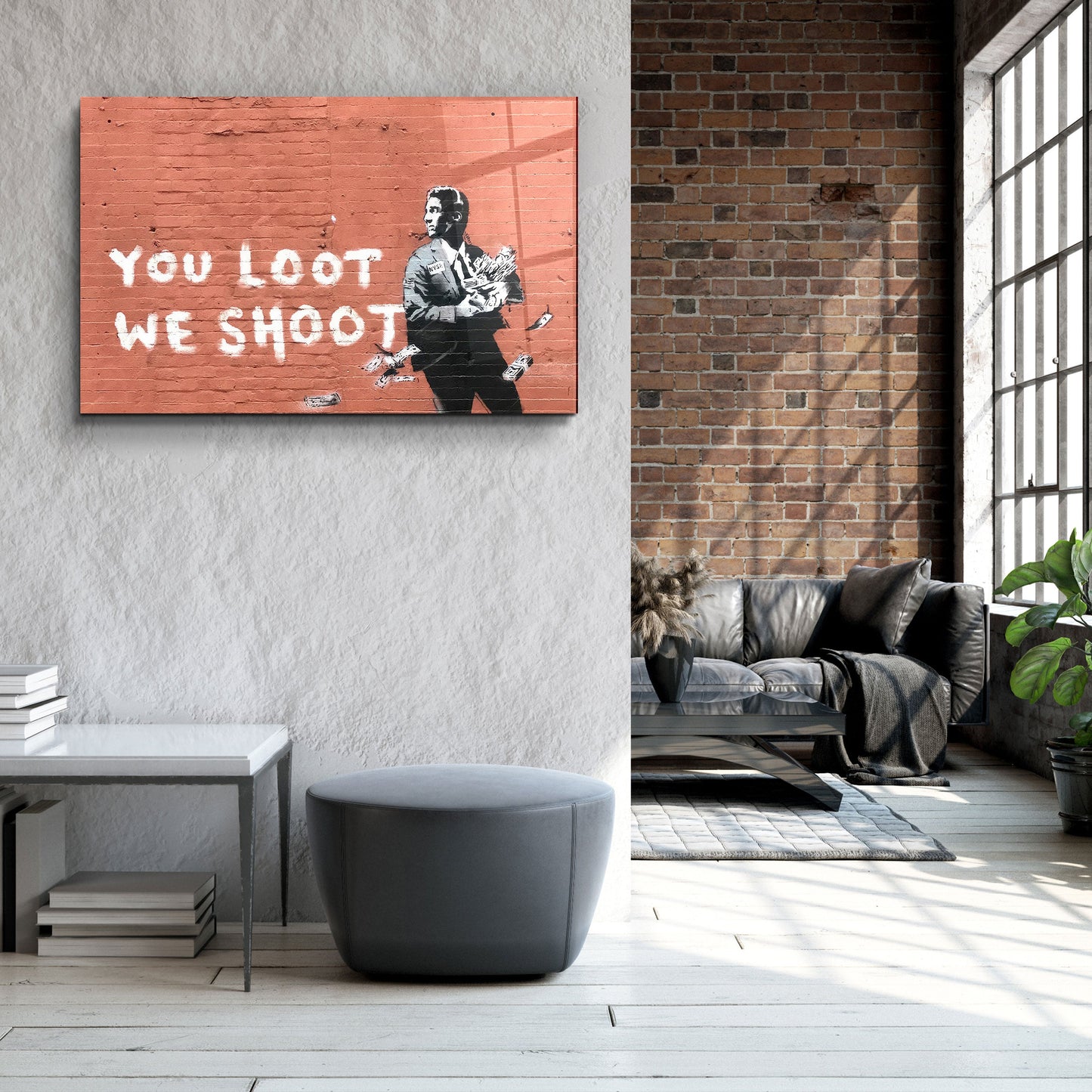 Banksy - You Loot We Shoot - Designer's Collection Glass Wall Art