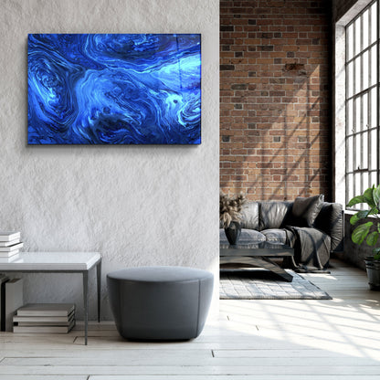 Lava Pattern - Blue - Designer's Collection Glass Wall Art