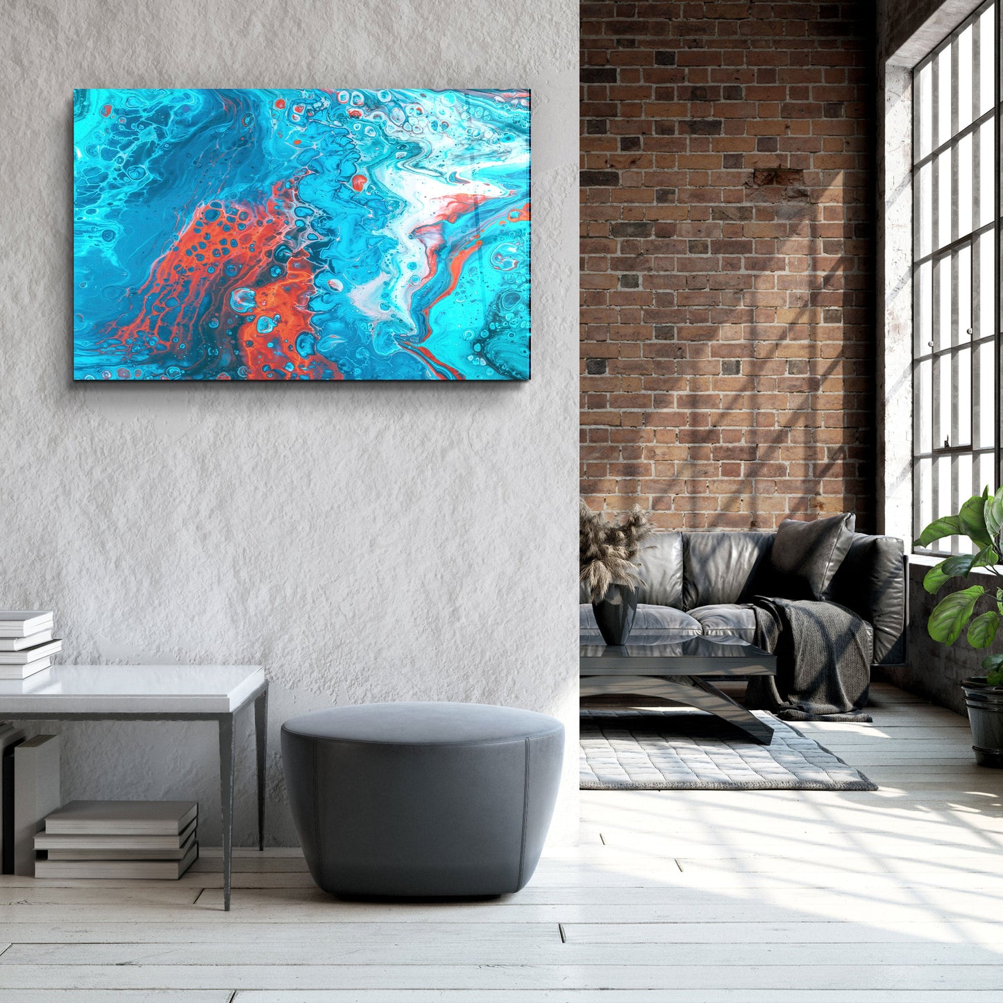 Blue and Red Ink Drops - Designer's Collection Glass Wall Art