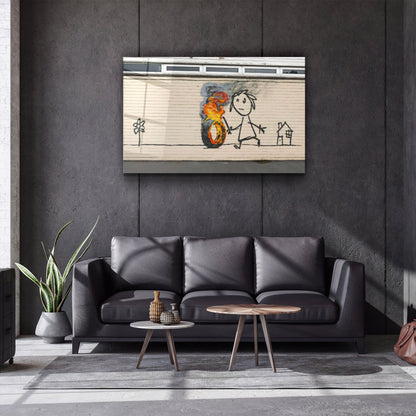 Banksy - Burning Toy - Designer's Collection Glass Wall Art