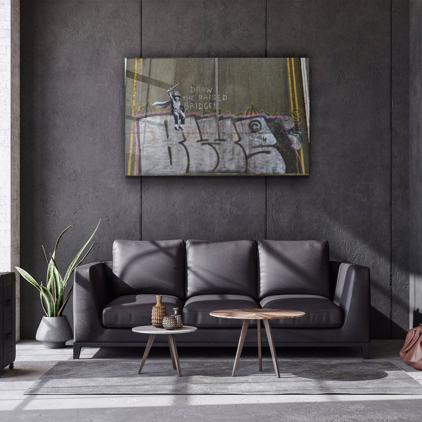 Banksy - Draw the Raised Bridge - Designer's Collection Glass Wall Art