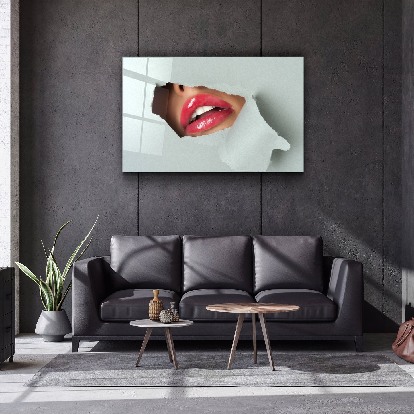 Red Lips - Designer's Collection Glass Wall Art