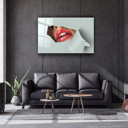 Red Lips - Designer's Collection Glass Wall Art
