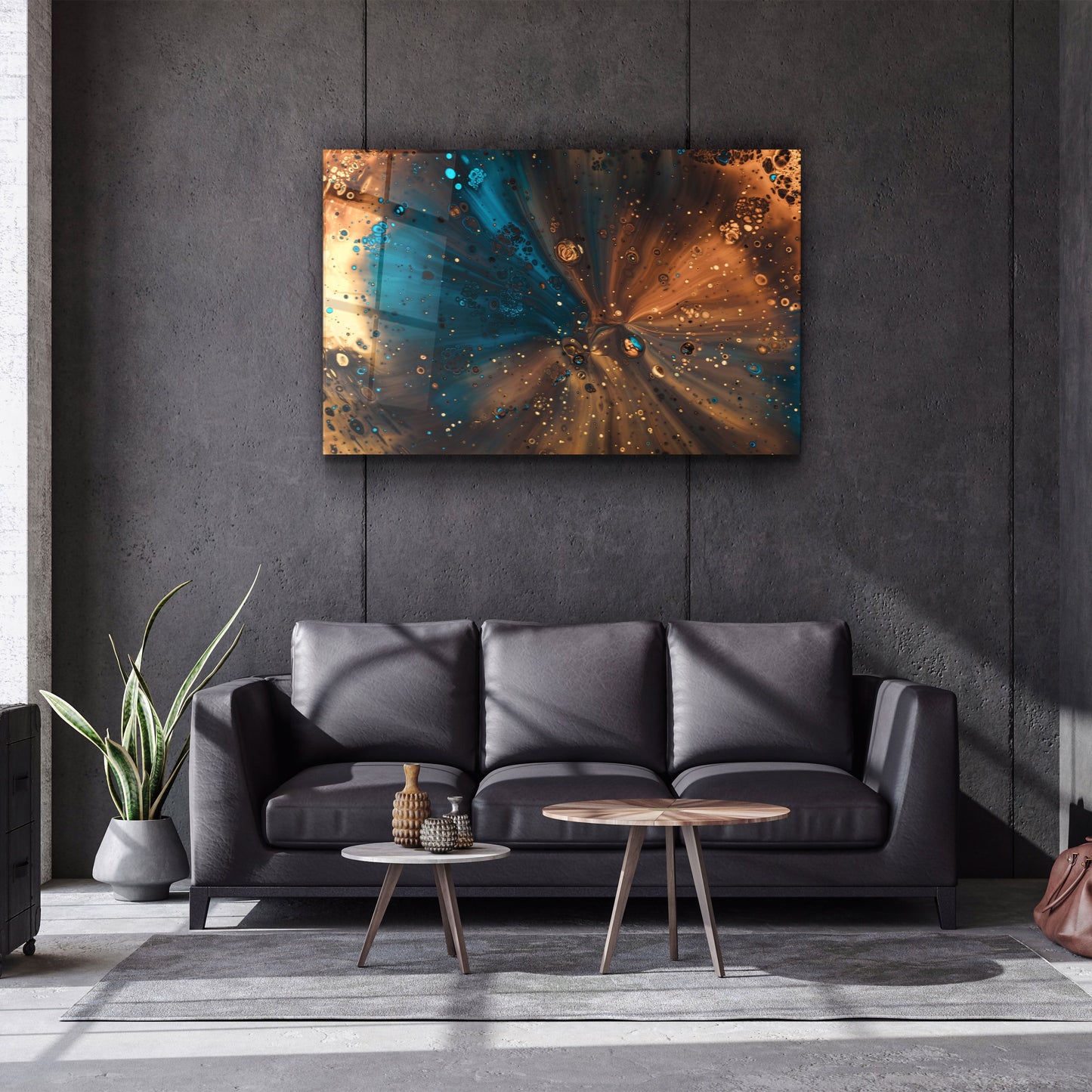 Bronze and Blue - Designer's Collection Glass Wall Art
