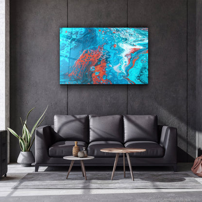 Blue and Red Ink Drops - Designer's Collection Glass Wall Art