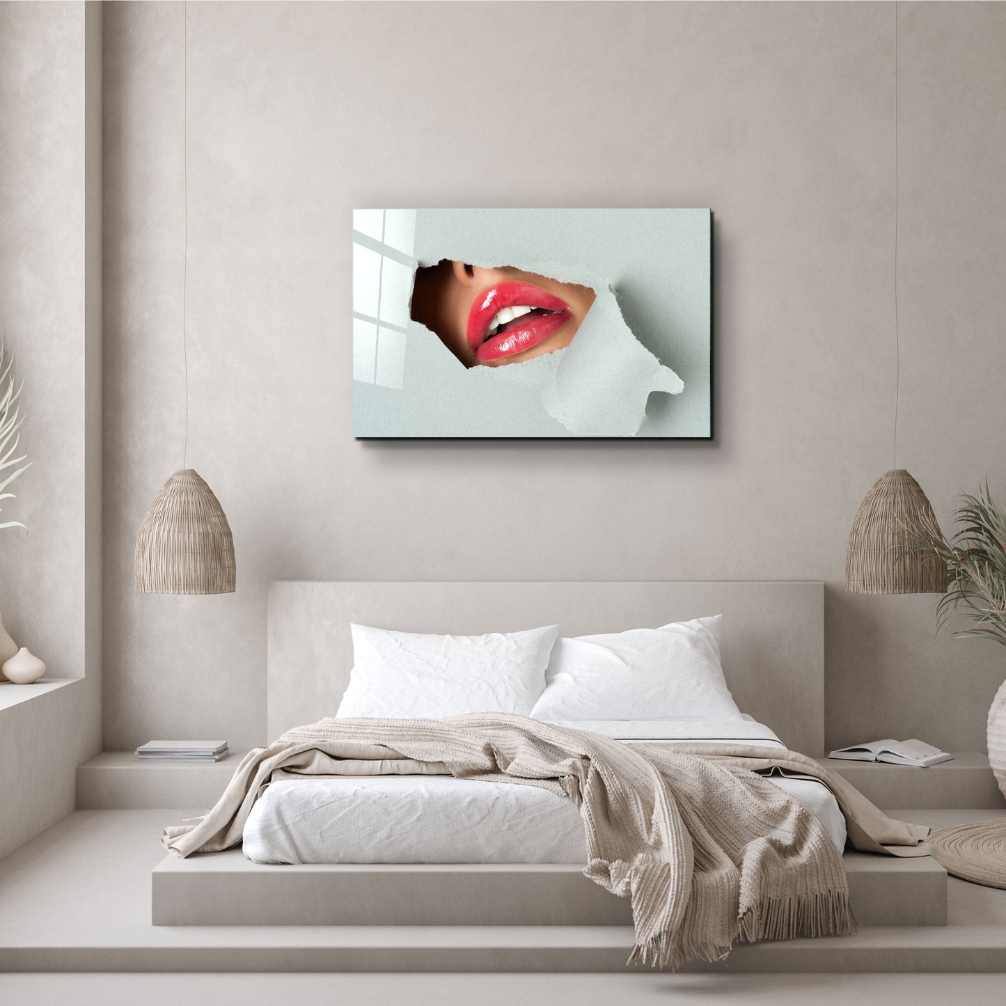 Red Lips - Designer's Collection Glass Wall Art