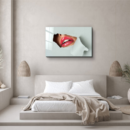 Red Lips - Designer's Collection Glass Wall Art