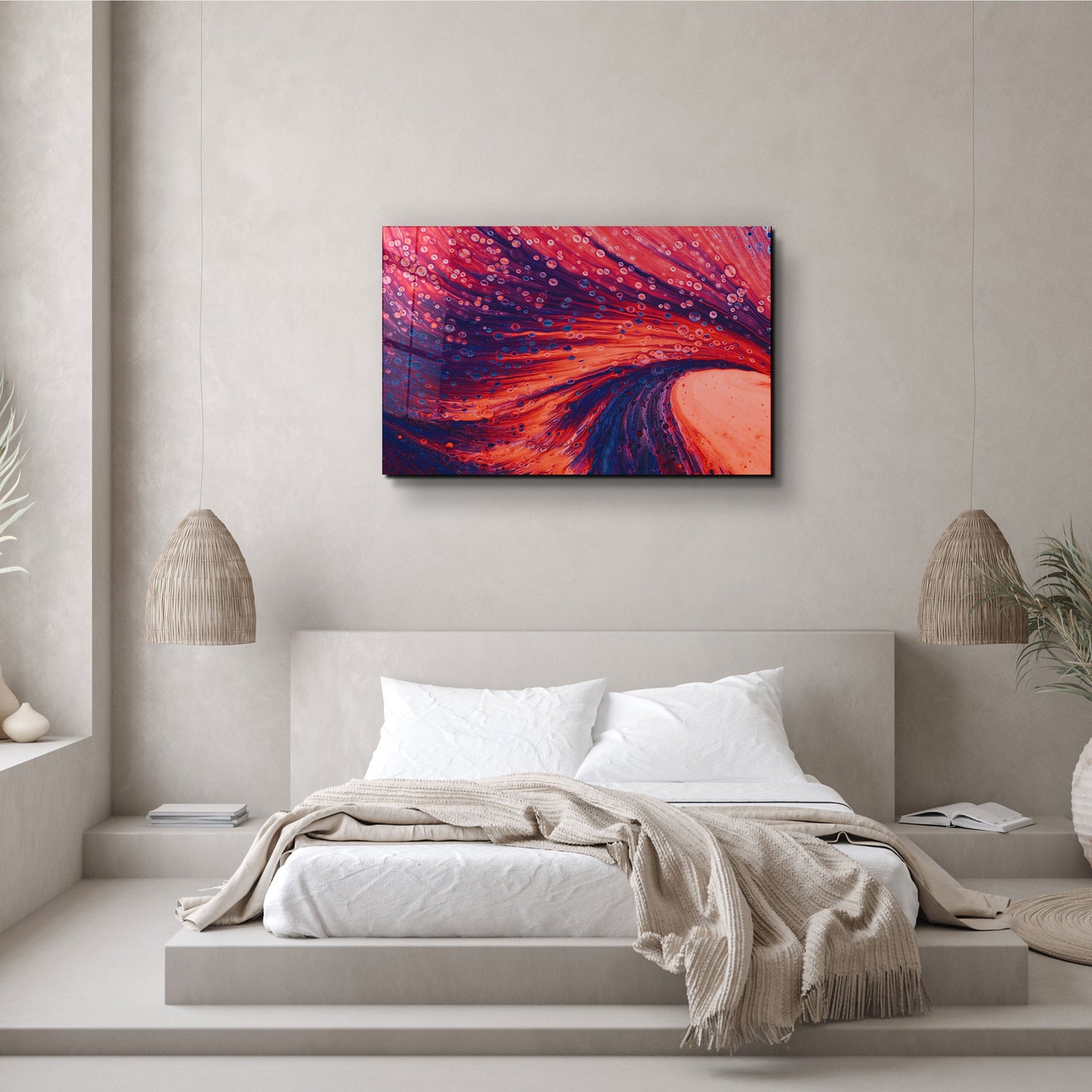 Dusty Drops Red - Designer's Collection Glass Wall Art