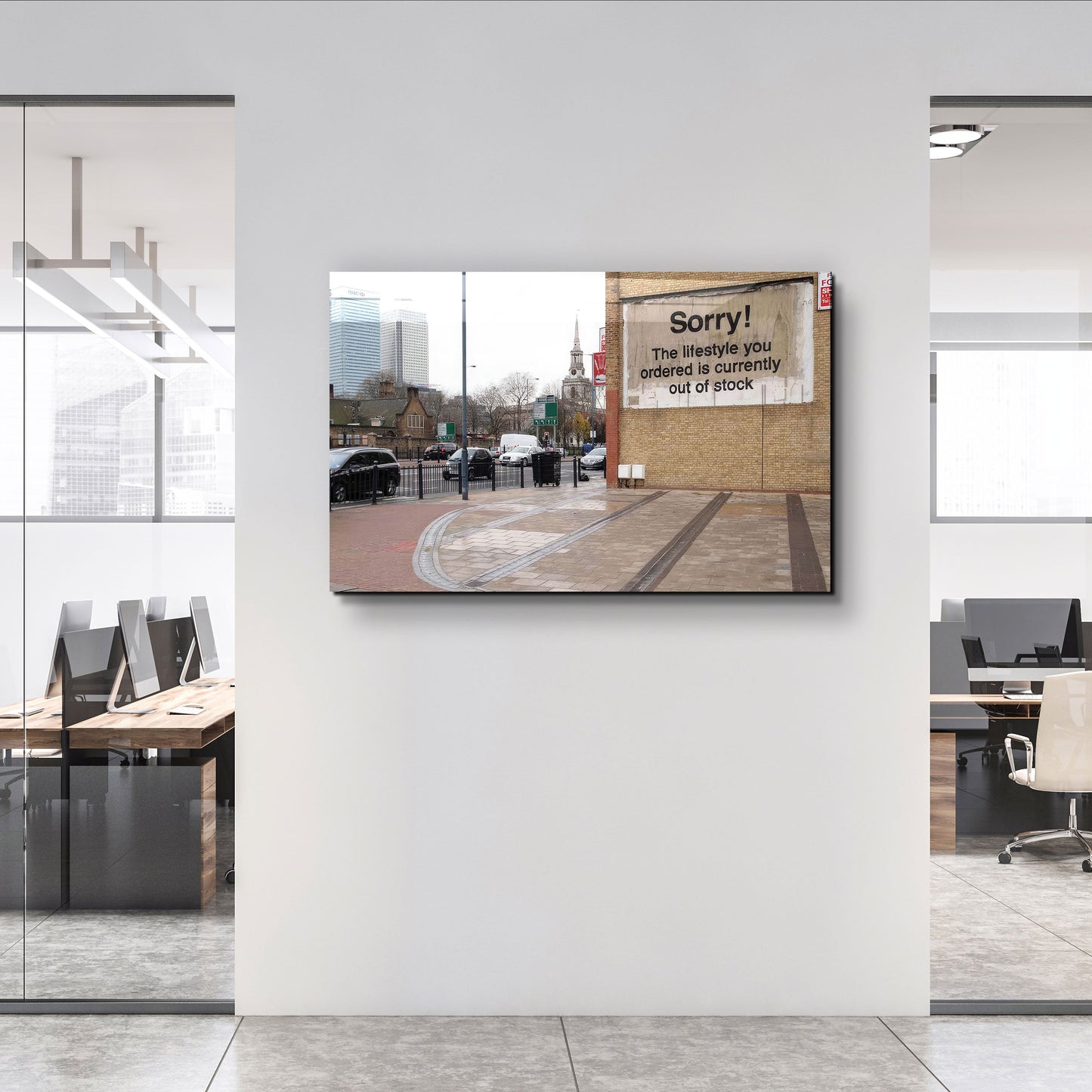 Banksy - Sorry - Designer's Collection Glass Wall Art